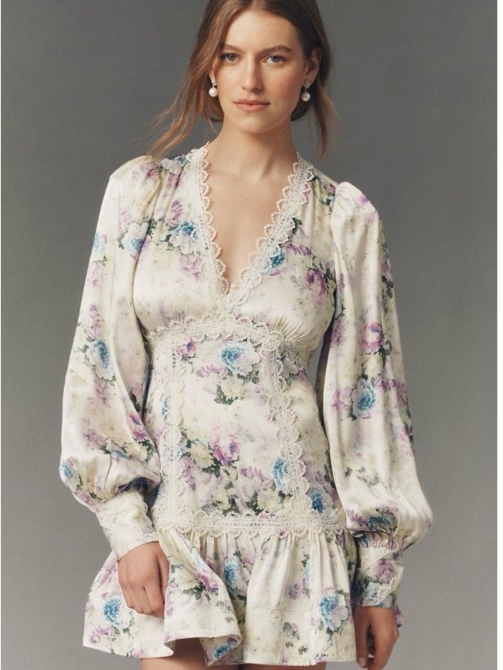 NWT Anthropologie wedding collection Dress with Pastel Floral Print and Lace Tri